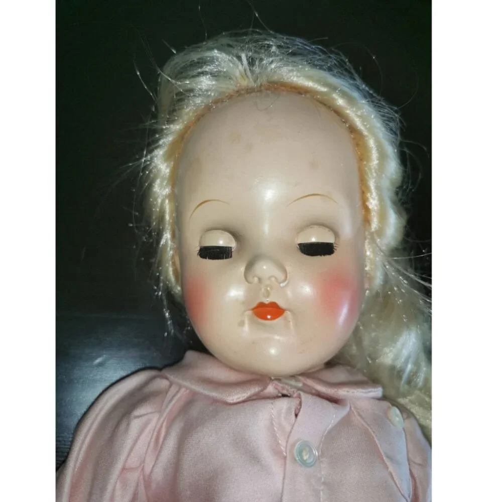 Vintage Ideal Doll P-19 Head and P-92 Body Blond Hair‎ In Pink Dress